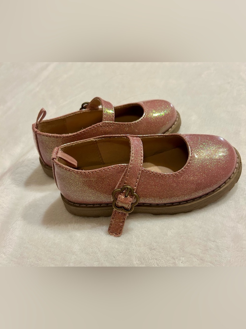 Old Navy Girls Pink Glitter Mary Jane Dress Shoes Size 8